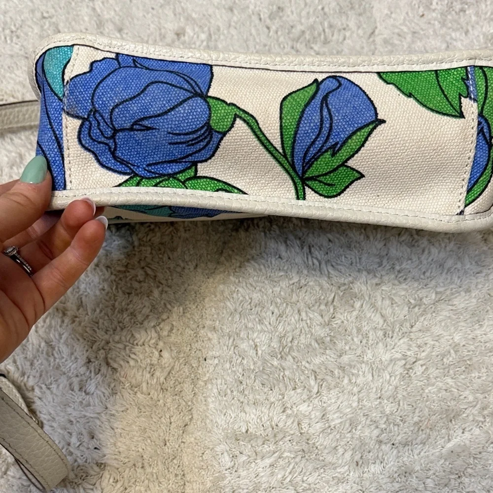 Kate Spade Cream and Blue Floral Crossbody Bag